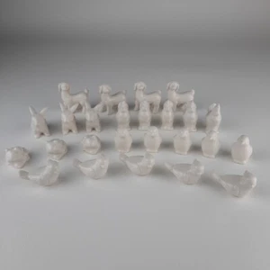 Creative Co-op Mini White Ceramic Animal Figurine Lot of 25 Glossy Home Decor - Picture 1 of 16