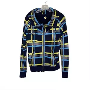 The Battalion Eco Conscious karierte Damen-Strickjacke aus Bio-Baumwolle Größe Medium - Bild 1 von 9