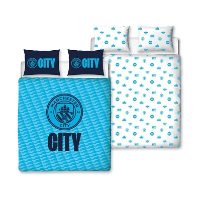 CHARACTER WORLD Manchester City FC Kids Double Duvet Reversible Bedding Blue Set Quilt Cover
