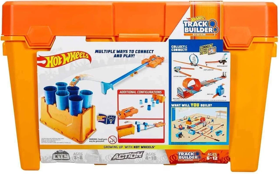 Hot Wheels GCF91 Track Builder Fässer-Stunt Box Starter Spielzeug Autorennbahn