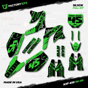 Black & Green Slick Racing Graphics Kit fits 06-08 Kawasaki Kxf450 KX450F  Decal - Imagen 1 de 5
