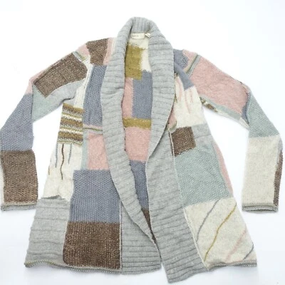 Sleeping On Snow Cardigan Sweater Women's XS Multicolor Patchwork Open Front - Image 1 of 4
