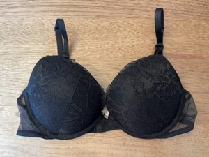 Victoria's Secret Pure Black Lace 38DD Sexy Tee Push Up Padded Bra VS!! - Picture 1 of 2