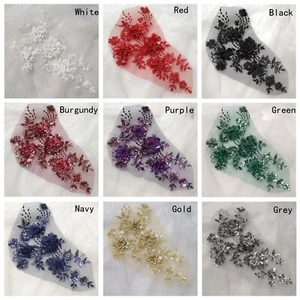 Shiny Sequin Fabric Applique DIY 3D Flower Sew On Lace Patch Sewing Craft shiny - Picture 1 of 22