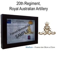 20th Regiment, Royal Australian Artillery - Framed Memorabilia and Militaria