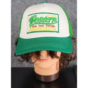 Western New York Vintage Herren Trucker Mütze Cap grün weiß bestickt Cowboy - Bild 1 von 8