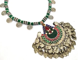 Collar Colgante Vintage Hecho a Mano Ats Banjara Tribal Kuchi Afgano - Imagen 1 de 3