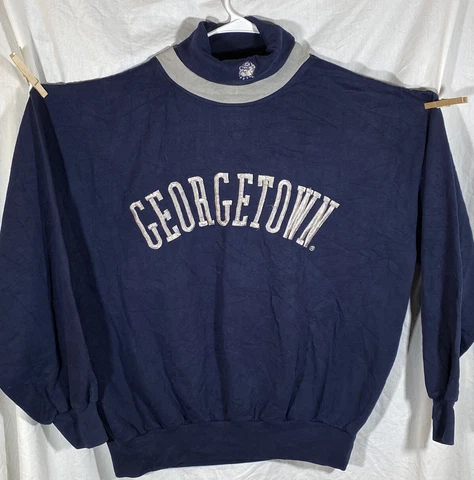 Georgetown Hoyas Sweatshirt Mens 2XL Blue Pullover High Neck Vintage 90s Cover