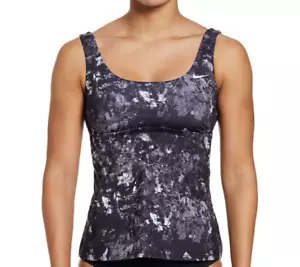 Nike Women's Black Multi Earth Dye Scoop Neck Tankini Top (NESSD343-001) Size M - Picture 1 of 4