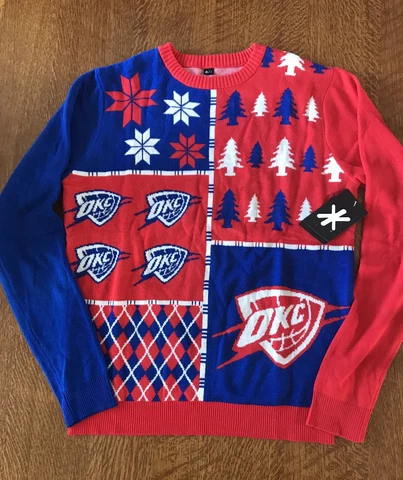 Oklahoma City Thunder Men’s Christmas Sweater~Size Large~NWT Cover