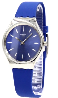 New Swiss Swatch SKINDEEPBLINK Silicone Blue Watch 37mm SYXS132 $170 - Изображение 1 из 4