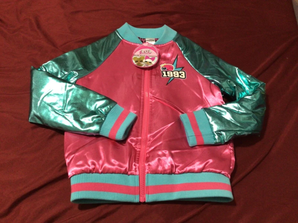 Girls LOL Surprise Pink Go Team Glitter Series Bomber Jacket Size M 7-8
