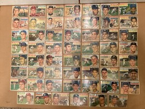 55 TOPPS BASEBALL CARDS (From the ‘50s,  I think!) - Hank Aaron, Ernie Banks, ++
