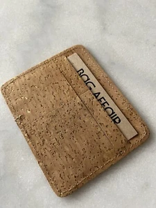 Unique Gift! Bag Affair Cork Look Card Holder 4 Credit Card Slots New Metallic - Picture 1 of 3