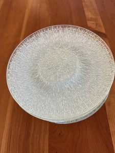 Set 8 Scandinavian Mid-Century Ice Glass Plates Iittala Kosta Boda Style, 7.5" - Picture 1 of 10