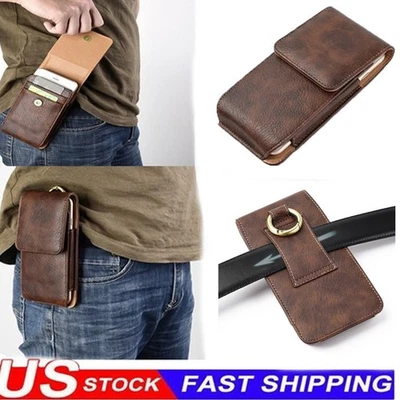 For iPhone 16 15 14 13 12 11 ProMax Phone Belt Pouch Vertical Holster Case Cover - Image 1 of 4