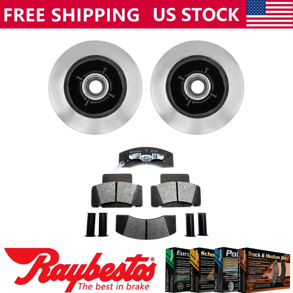 Kit de rotor de freno delantero y buje y pastillas de freno metálicas para Dodge Ram 3500 1994-1998 Foto 1 de 4