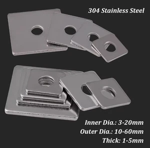 Square Flat Washers 304 A2 Stainless Steel Washer M3/4/5/6/8/10/12/14/16/18/20 - Picture 1 of 8