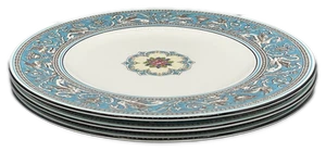 Wedgwood Florentine Turquoise Dinner Plate VTG Green Backstamp England Set of 4 - Picture 1 of 4