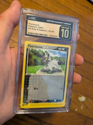 (POP 7) CGC 10 PRISTINE Poochyena EX Ruby & Sapphire 63/109 Pokemon 2003 Card - Image 1 of 4