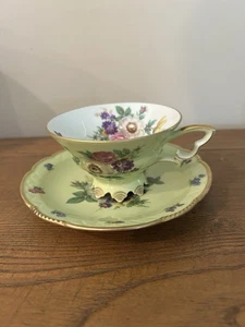 Vtg Yellow Floral Teacup & Saucer Mitterteich Bavaria Germany - Picture 1 of 8