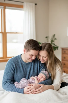 Saco de Dormir Bebé Ganchillo/Bebé Cocoon Gris Rosa con Gorra de Conejo a Juego L-12" Foto 1 de 4