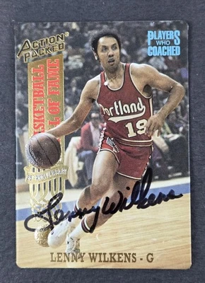 Tarjeta autografiada por Lenny Wilkens 1993 llena de acción del Salón de la Fama #83, Portland  Foto 1 de 4