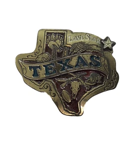 Vintage 80s State of Texas Lone Star Belt Buckle enameled Great American USA - Picture 1 of 7