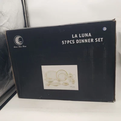 Juego de vajilla La Luna Rosalía Bone China 57 piezas oro 24K diseño floral Foto 1 de 4