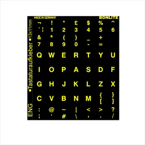 Tastaturaufkleber Englisch Schwarz Gelb Keyboard Sticker QWERTY - Bild 1 von 2