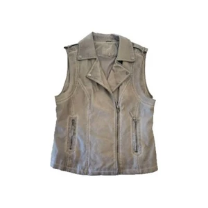 Chaleco Mujer Cuero Vegano Talla XL Max Studio Cremallera Punk Motociclista Gris Lavado - Imagen 1 de 17