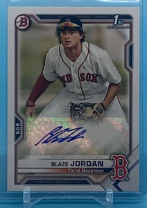 2021 Bowman Prospect 1st Bowman Blaze Jordan Paper Auto PAPR-BJ Boston Red Sox - Picture 1 of 2