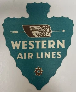 WESTERN AIRLINES DIE CUT ARROWHEAD VINTAGE AVIATION LUGGAGE BAGGAGE LABEL - Picture 1 of 2