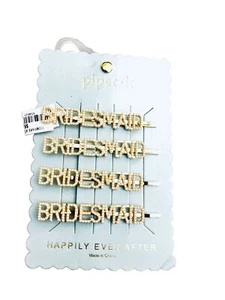 Bridesmaid Hair Clip Bridal Party Hairpin Set Of 4 Pearl On Gold Bobby Pins - Picture 1 of 4
