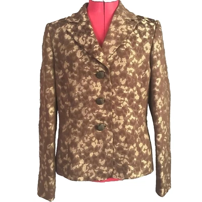 Blazer Le Suit para mujer talla 10 marrón/beige manga larga botón delantero Foto 1 de 4
