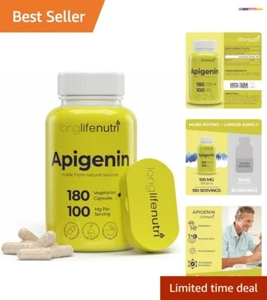Longlifenutri Apigenin 100mg Vegetarian Capsules, 180-Count for Natural Calm - Picture 1 of 10