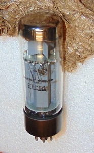 NOS EL34 / 6CA7 AMPEREX * BLACK LABEL DOUBLE D D GETTER TUBE + X0A HOLLAND 1960 - Picture 1 of 3