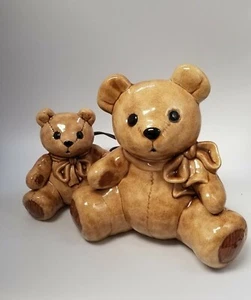 Vintage Kiddie Lites Ceramic Teddy Bear Nightlight and Piggy Bank Set - Picture 1 of 12