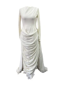 Vintage Larry Ross London W.1. Draped Pleated Wedding Dress With Train - Picture 1 of 14