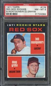 1971 TOPPS #176 BOB MONTGOMERY/DOUG GRIFFIN PSA 8 (RC) RED SOX *B71167