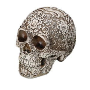 Skull with Etched Statue Fantasy Halloween Decoration Figurine Room Decor - Picture 1 of 6