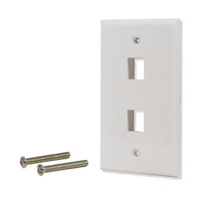 Paquete de 5 Lote 2 Puertos Agujero Keystone Jack Placa de Pared Superficie Lisa Blanco - Imagen 1 de 1