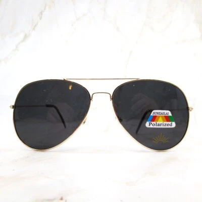 Marco de gafas unisex adultos pulido dorado borde completo con lente gris aviador Foto 1 de 4