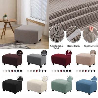 Stretch Storage Ottoman Slipcover Spandex Elastic Footrest Sofa Protector Covers - Image 1 of 4