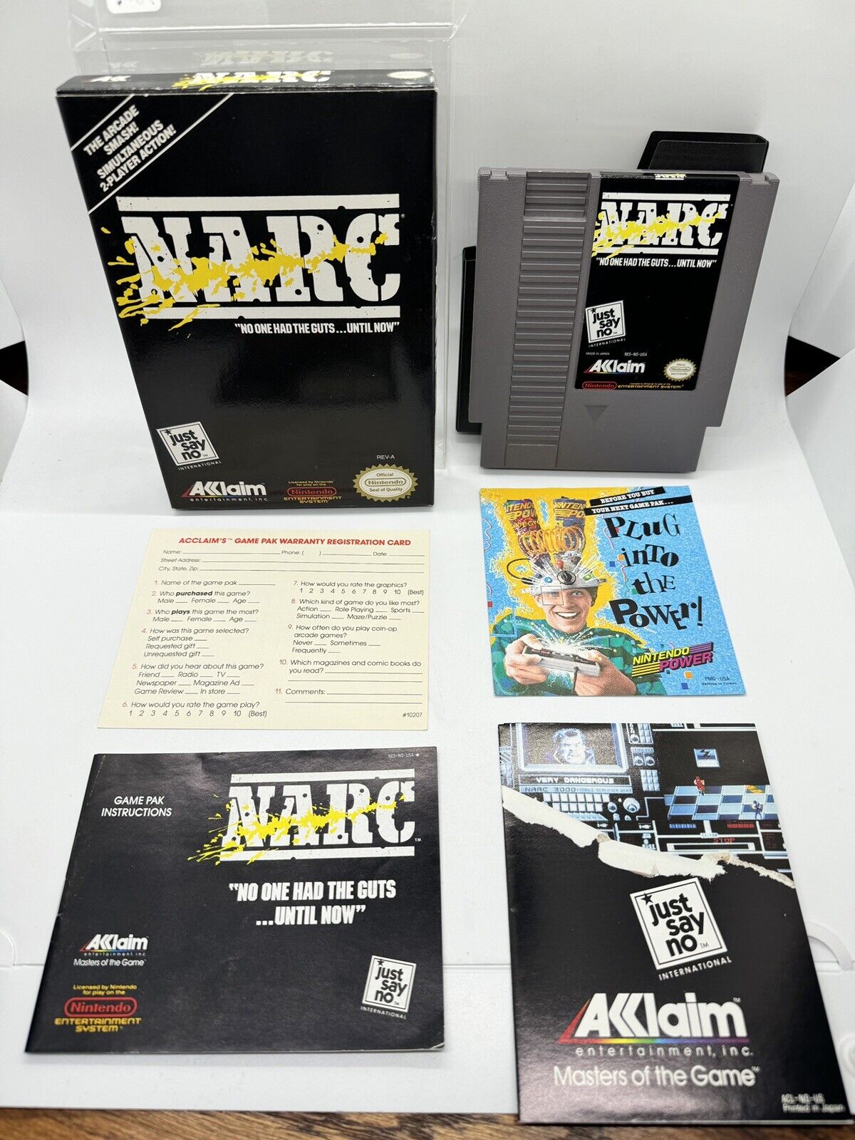 NARC Nintendo Nes Complete CIB w/Reg Card & Rare Poster Near Mint!