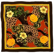 BO RUN FLORAL ORANGE LARGE Silk Scarf 34/35 INCHES