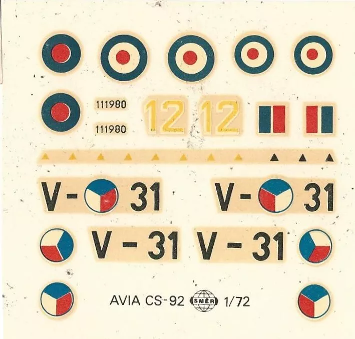 AVIA CS-92 (MESSERSCHMITT ME 262 B) 1/72 DECALS DA KIT SMER - Immagine 1 di 1