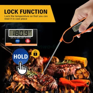 1X Foldable Digital Thermometer Probe Temperature Kitchen Cooking Food BBQ OZ - Picture 1 of 14