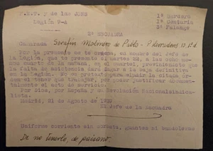 CARTA, F.ET. Y DE LAS JONS, JEFE DE LA LEGION OBLIGA A SOLDADO A PRESENTARSE EN - Imagen 1 de 1