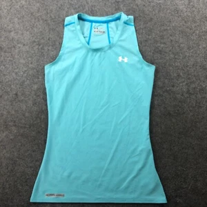 Under Armour Tank Top Women Small Blue Solid Heat Gear Sleeveless Fitted Shirt - Picture 1 of 11